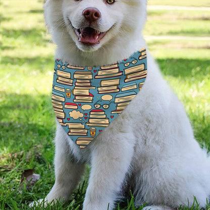 Pop Art Books Pattern Print Over The Collar Dog Bandana