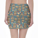 Pop Art Books Pattern Print Pencil Mini Skirt
