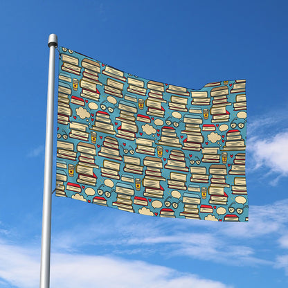 Pop Art Books Pattern Print Polyester Flag