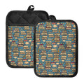 Pop Art Books Pattern Print Pot Holders With Pocket