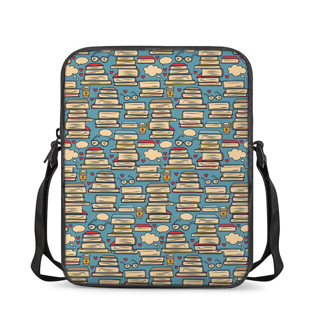 Pop Art Books Pattern Print Rectangular Crossbody Bag