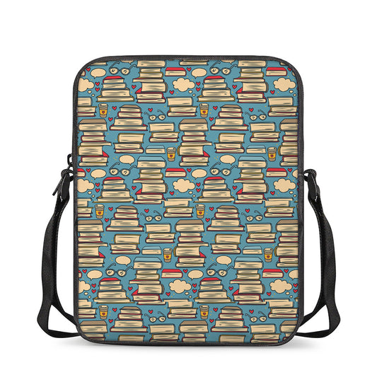 Pop Art Books Pattern Print Rectangular Crossbody Bag