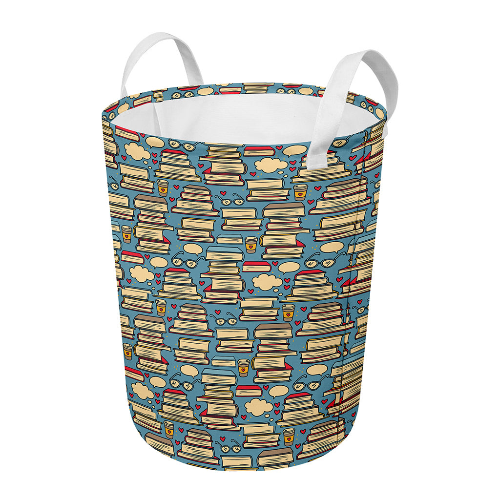 Pop Art Books Pattern Print Round Laundry Basket