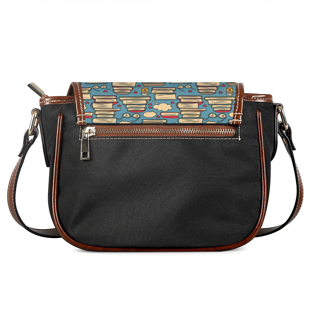 Pop Art Books Pattern Print Saddle Bag