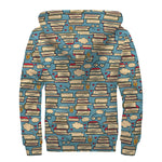 Pop Art Books Pattern Print Sherpa Lined Zip Up Hoodie