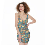 Pop Art Books Pattern Print Sleeveless Bodycon Dress