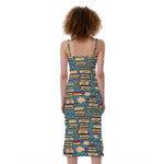 Pop Art Books Pattern Print Slim Fit Midi Cami Dress
