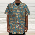 Pop Art Books Pattern Print Textured Short Sleeve Shirt