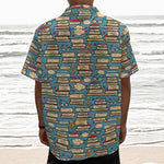 Pop Art Books Pattern Print Textured Short Sleeve Shirt