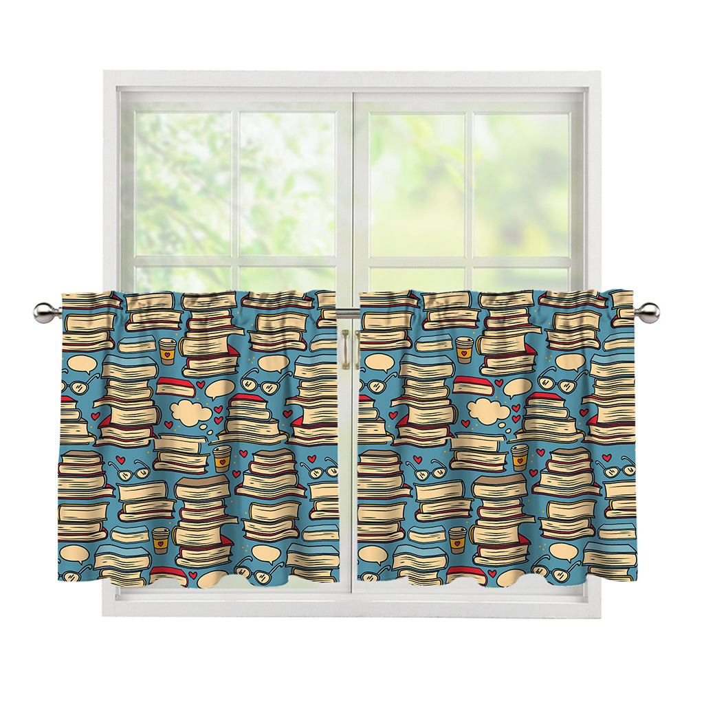 Pop Art Books Pattern Print Tier Curtains