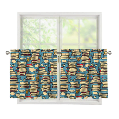 Pop Art Books Pattern Print Tier Curtains