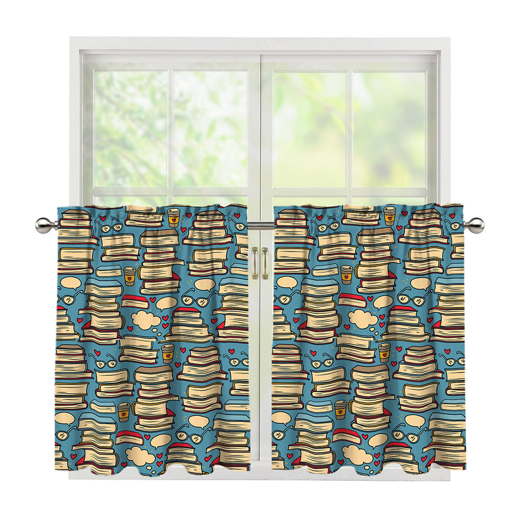 Pop Art Books Pattern Print Tier Curtains