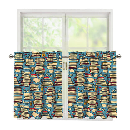 Pop Art Books Pattern Print Tier Curtains