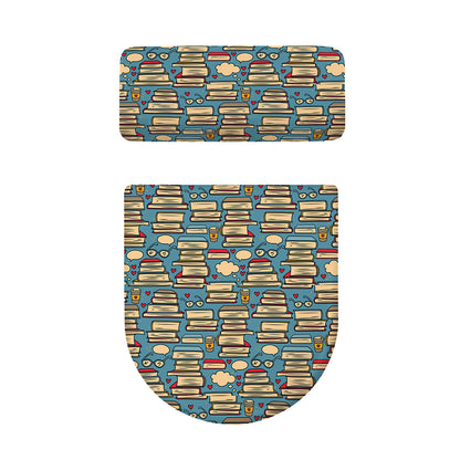 Pop Art Books Pattern Print Toilet Lid And Tank Cover Set