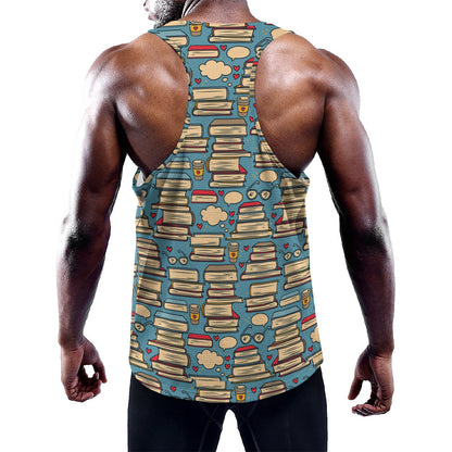Pop Art Books Pattern Print Training Tank Top