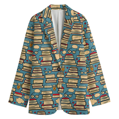 Pop Art Books Pattern Print Women's Blazer