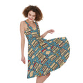 Pop Art Books Pattern Print Sleeveless Knee Length Dress