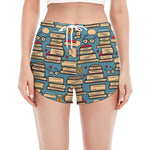 Pop Art Books Pattern Print Women's Split Running Shorts
