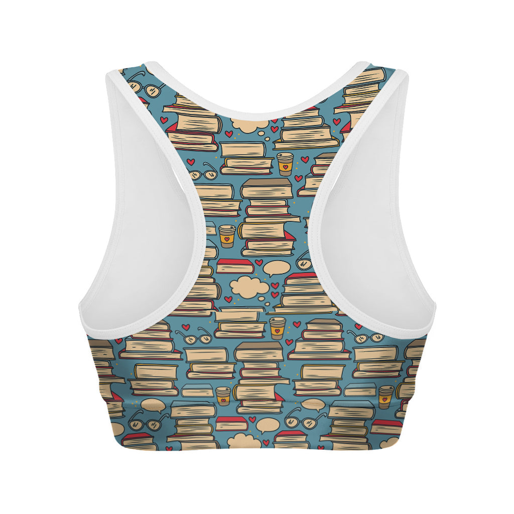Pop Art Books Pattern Print Women's Sports Bra