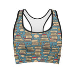 Pop Art Books Pattern Print Women's Sports Bra