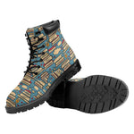 Pop Art Books Pattern Print Work Boots