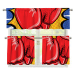 Pop Art Boxing Gloves Print 3 Piece Kitchen Curtains