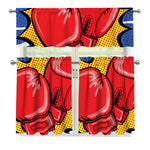 Pop Art Boxing Gloves Print 3 Piece Kitchen Curtains