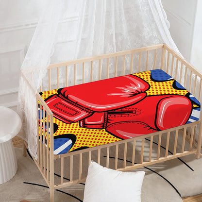 Pop Art Boxing Gloves Print Baby Crib Sheet