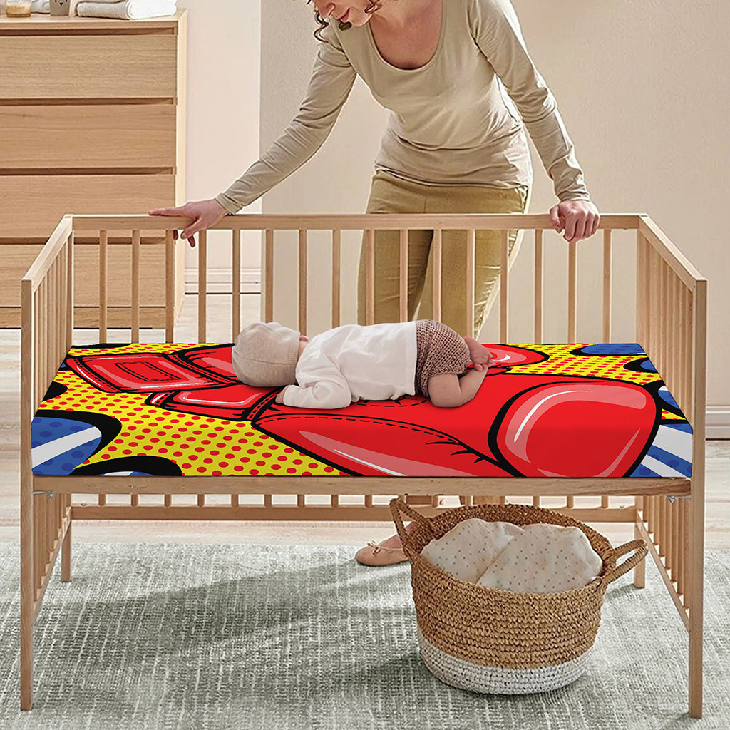 Pop Art Boxing Gloves Print Baby Crib Sheet