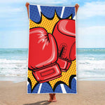 Pop Art Boxing Gloves Print Beach Towel