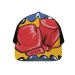 Pop Art Boxing Gloves Print Black Mesh Trucker Cap