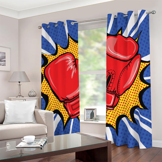 Pop Art Boxing Gloves Print Blackout Grommet Curtains