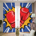 Pop Art Boxing Gloves Print Dimout Pencil Pleat Curtains