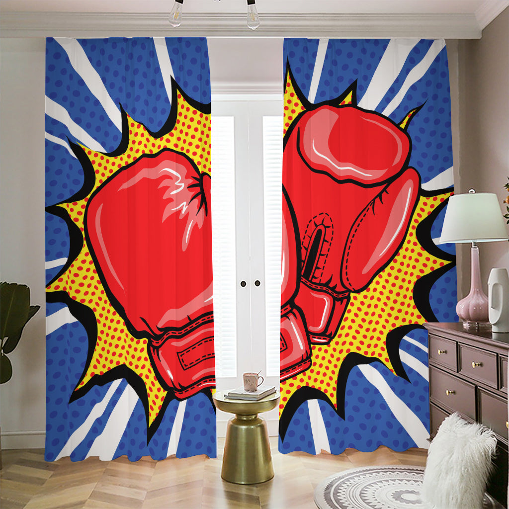 Pop Art Boxing Gloves Print Blackout Pencil Pleat Curtains