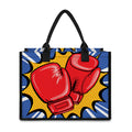Pop Art Boxing Gloves Print Canvas Tote Bag