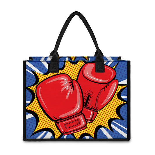 Pop Art Boxing Gloves Print Canvas Tote Bag