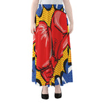 Pop Art Boxing Gloves Print Chiffon Maxi Skirt