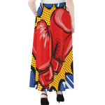 Pop Art Boxing Gloves Print Chiffon Maxi Skirt