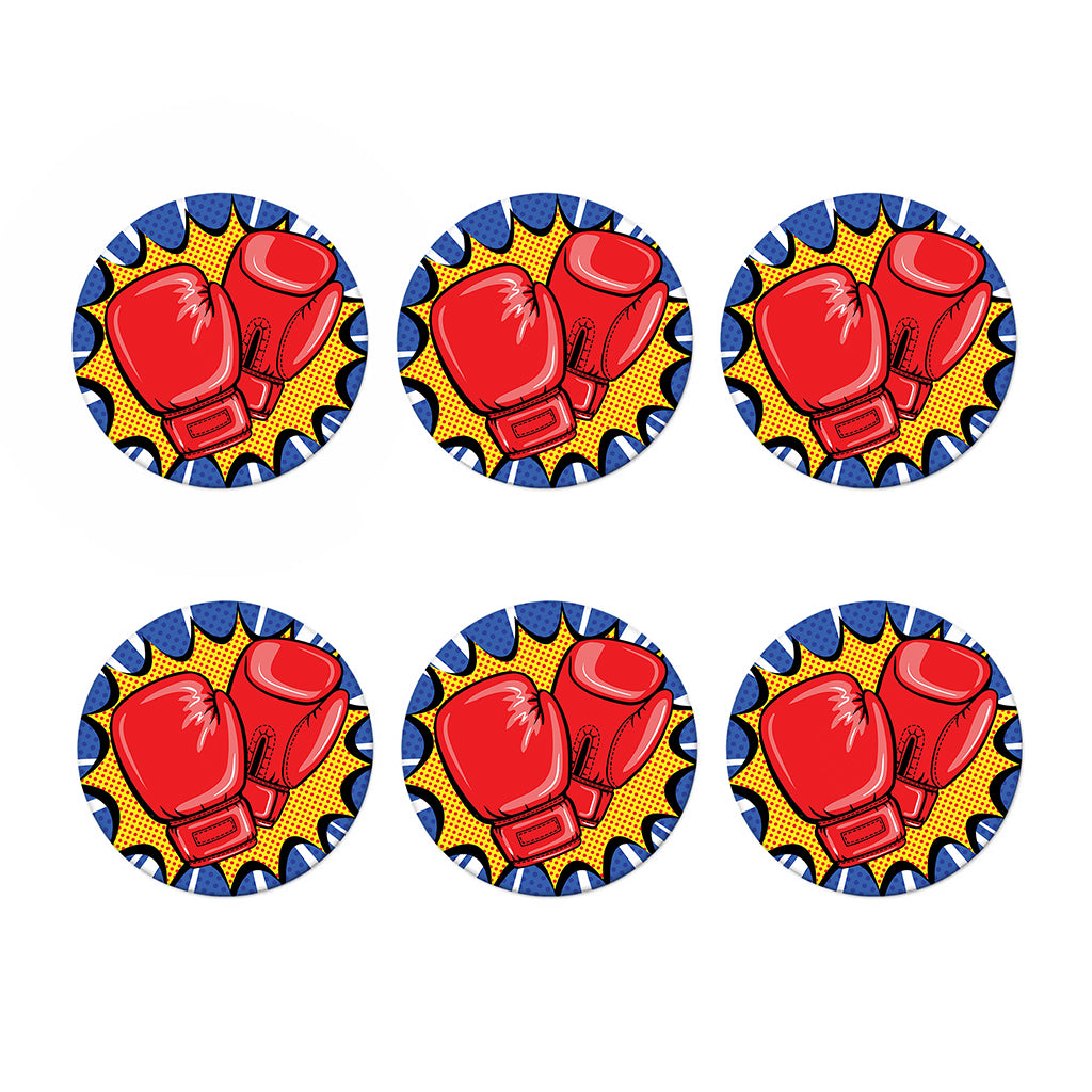 Pop Art Boxing Gloves Print Coaster Set