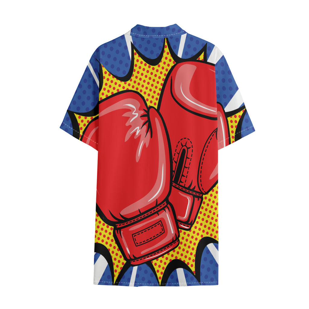 Pop Art Boxing Gloves Print Cotton Hawaiian Shirt
