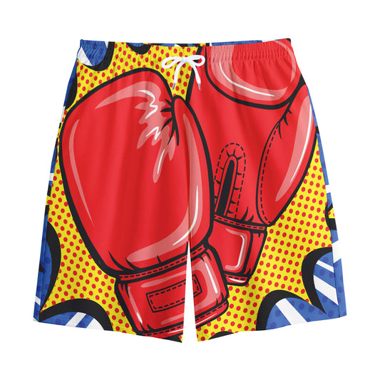 Pop Art Boxing Gloves Print Cotton Shorts