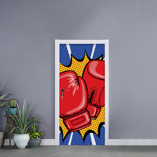 Pop Art Boxing Gloves Print Door Sticker