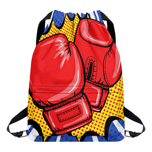 Pop Art Boxing Gloves Print Drawstring Backpack