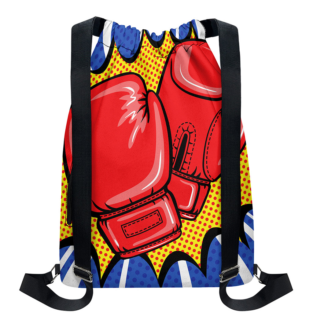 Pop Art Boxing Gloves Print Drawstring Backpack