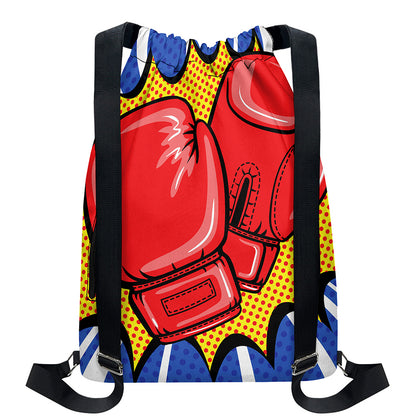 Pop Art Boxing Gloves Print Drawstring Backpack