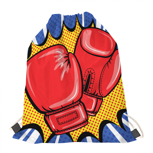 Pop Art Boxing Gloves Print Drawstring Bag