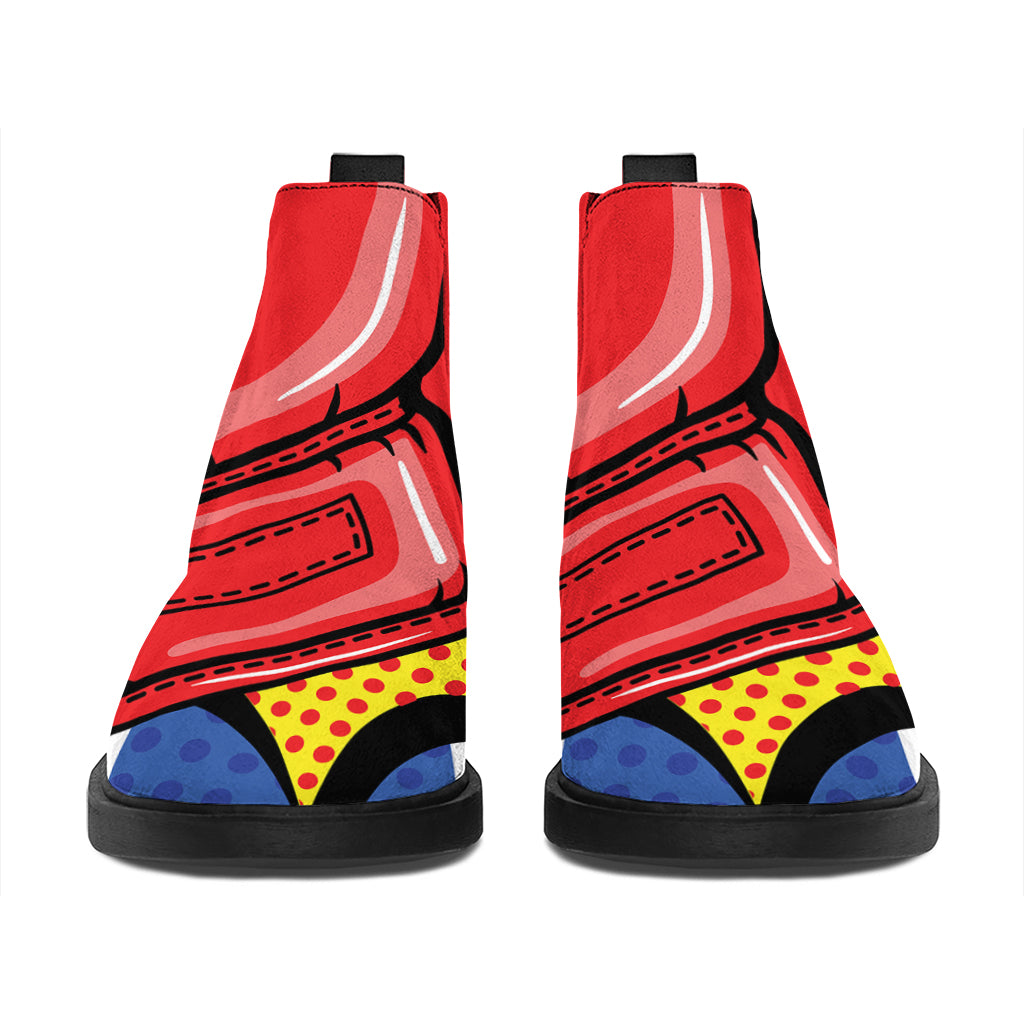 Pop Art Boxing Gloves Print Flat Ankle Boots