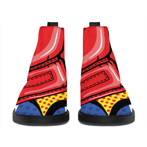 Pop Art Boxing Gloves Print Flat Ankle Boots