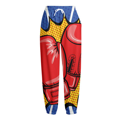 Pop Art Boxing Gloves Print Fleece Lined Knit Pants