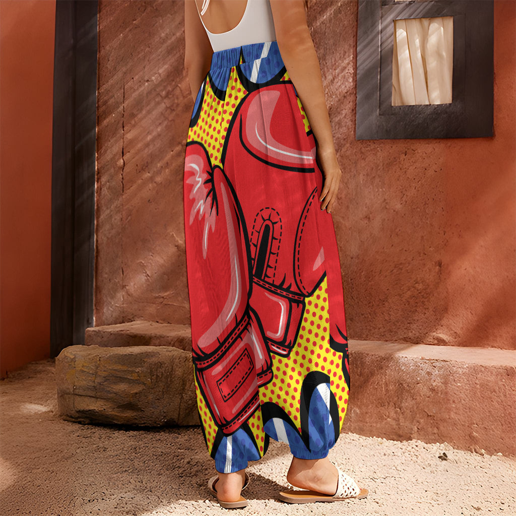 Pop Art Boxing Gloves Print Harem Pants